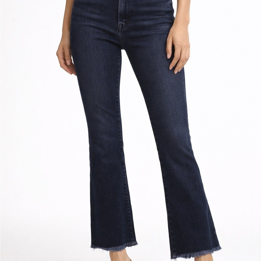 MOTHER Hustler Ankle‎ Fray High Rise Dark/blackish color Wash Flare size 25